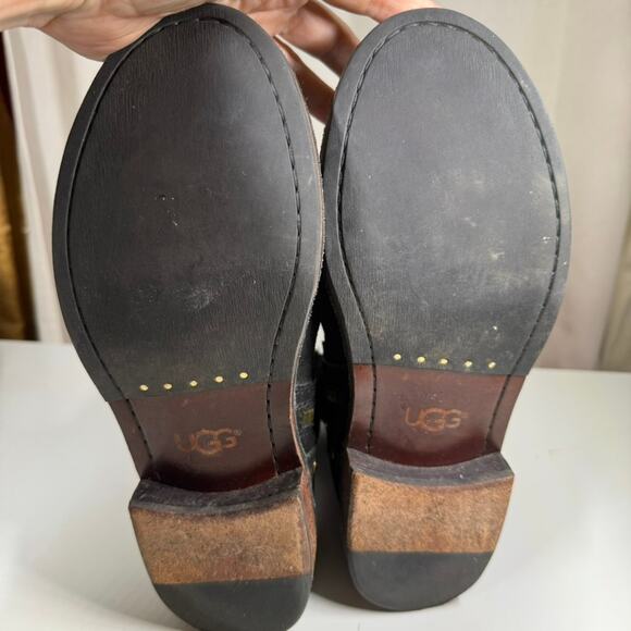 UGG Ankle Boots Black Suede Moto Fabrizia Gold Studs 1003235 Women's Size 7 - Picture 8 of 12